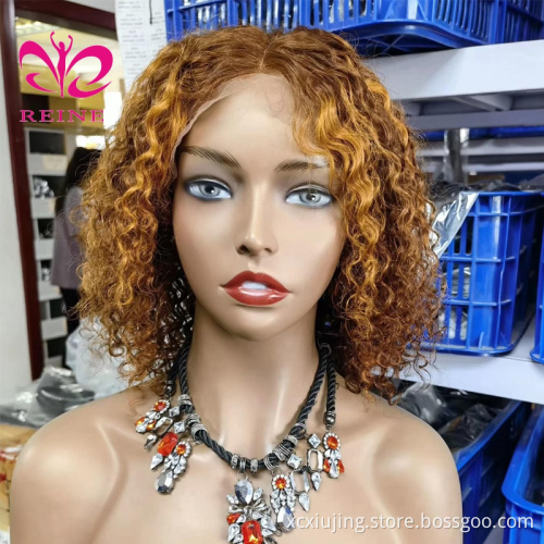 Highlight Color Human Hair Curly Bob Lace Front Wig 13x4 Ombre Lace Front Human Hair Wigs HD Lace Frontal Wig 180%